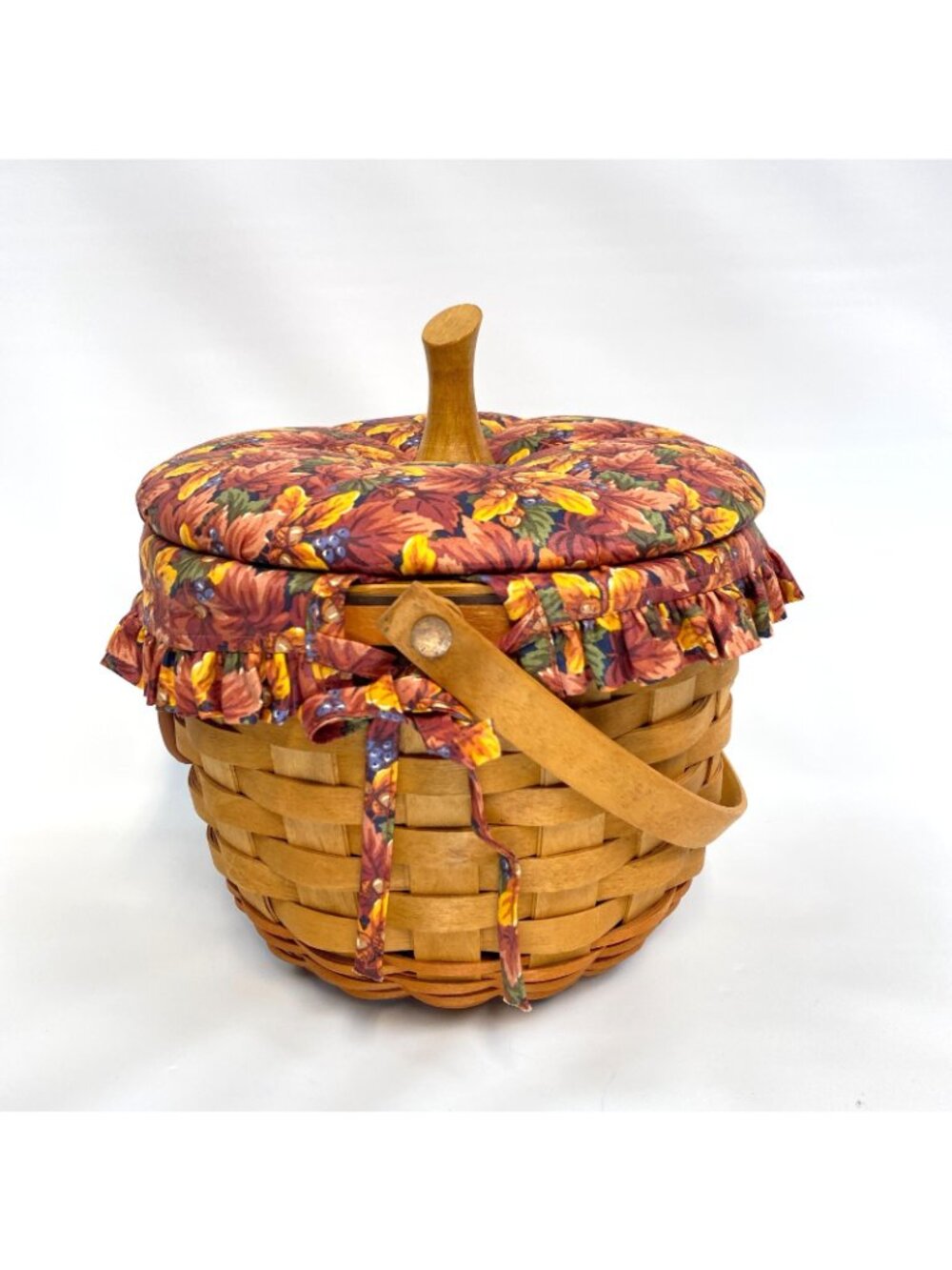 Longaberger Pumpkin Baskets Lot of 2 1995 1997 Lids Liners Protectors Tie-Ons - Picture 4 of 16